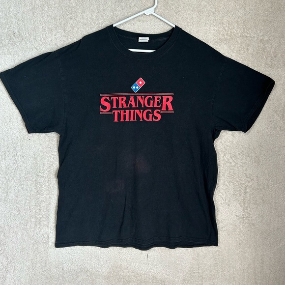 Stranger Things Dominos Mind Ordering  Colab Men's T-shirt Black Size XLarge - Picture 1 of 6